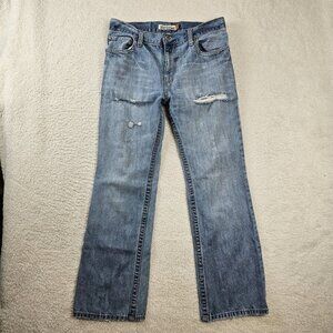 Aeropostale Jeans Men's 33X32 Driggs‎ Slim Boot Light wash Blue Denim Distressed